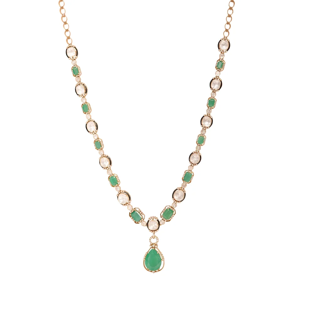 Emerald and Diamond Necklace with model