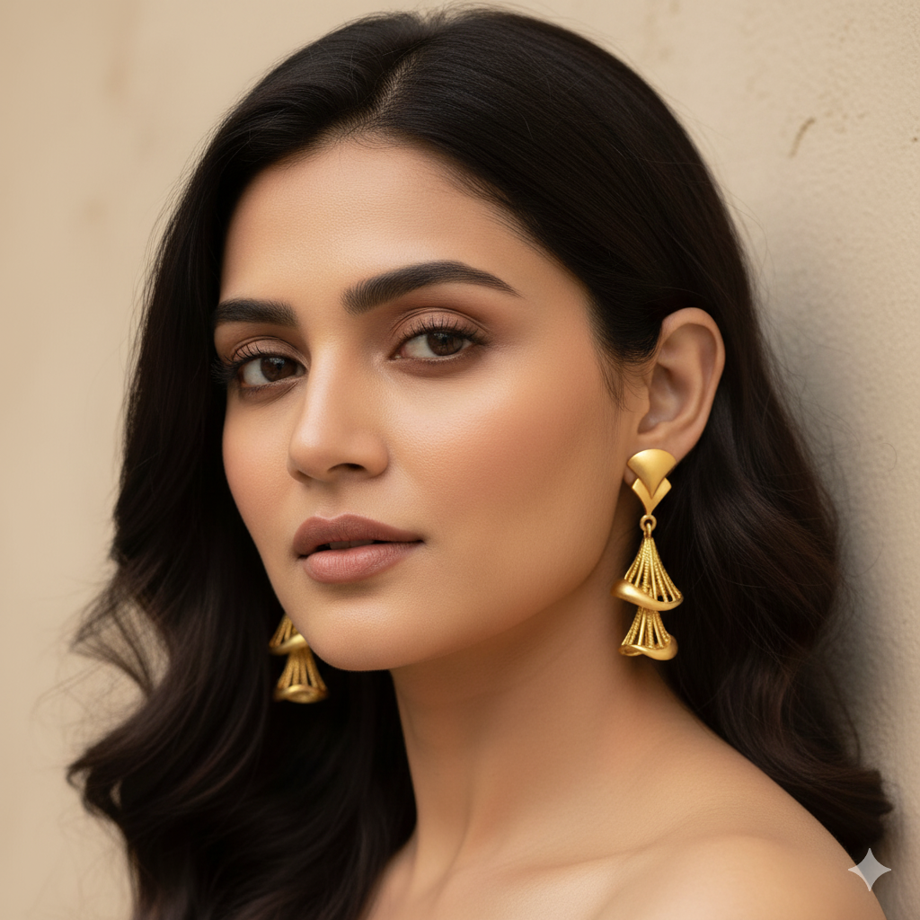 Gold Earrings Model Photoshoot